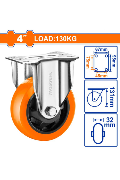WADFOW عجل عربة صناعي ثابت 100مم (برتقالي) — WJL2341