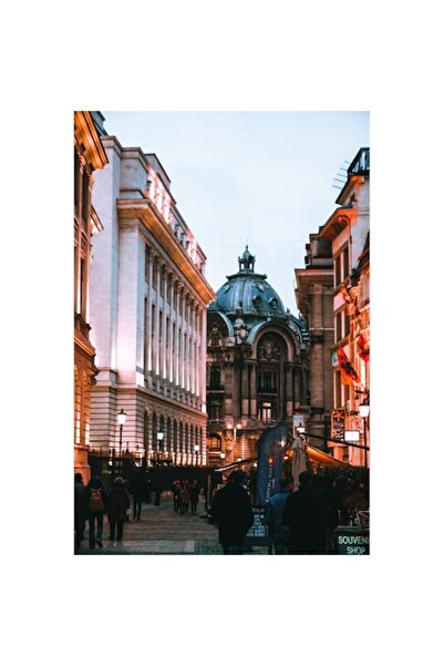 OEM Pictură pe pânză, Peisaj urban Palatul CEC București la apus, România, 50...