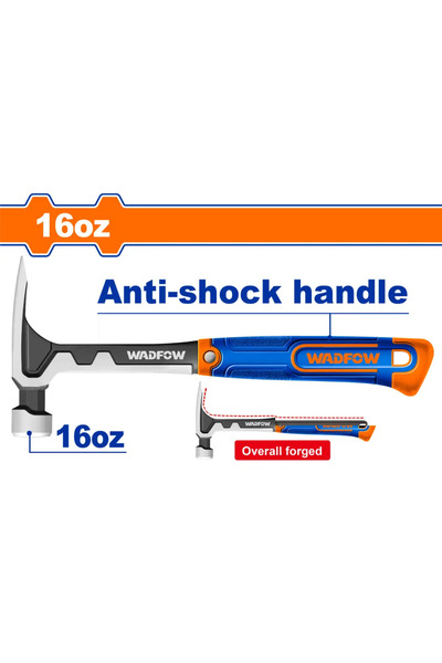 WADFOW شاكوش قلاعي رأس مستقيم فيبر 16 أونص / 450غ — WHM8116