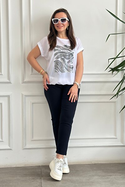 Yağmur Butik Pantaloni cu talie elastică cu două picioare