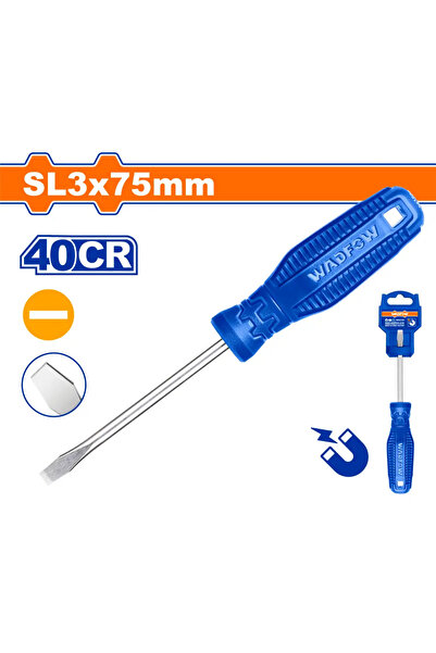 WADFOW مفك يد أزرق شق SL3 × 75مم – WSD3233