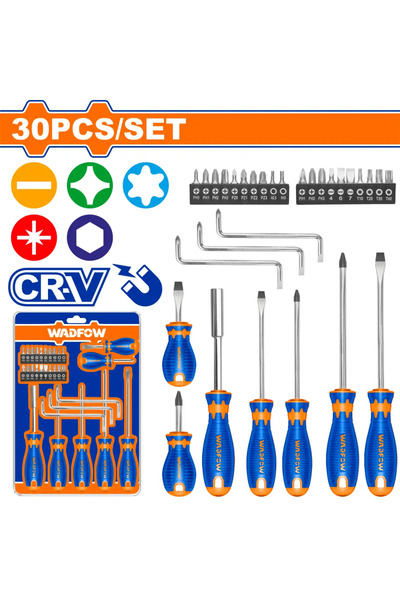 WADFOW طقم مفكات يد ربل (30 قطعة) – WSS1430