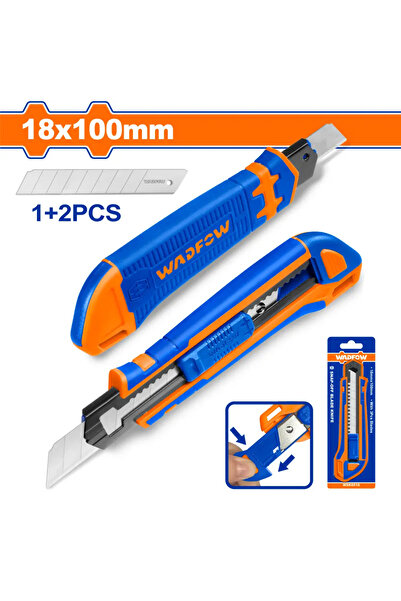 WADFOW سكين موكيت كبير بلاستيك 18×100مم مع شفرات إضافية – WSK8618