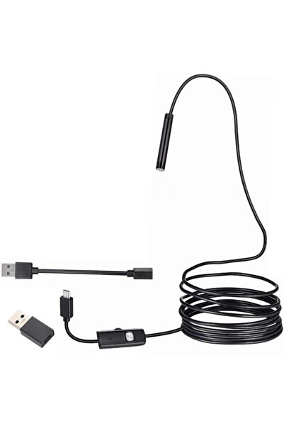 Powermaster 3in1 Micro Usb+Type C+Pc 8 Mm Işıklı 5 Metre Endeskop Yılan Kamera