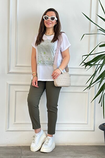 Yağmur Butik Панталони с двойна плисирана талия и ластик