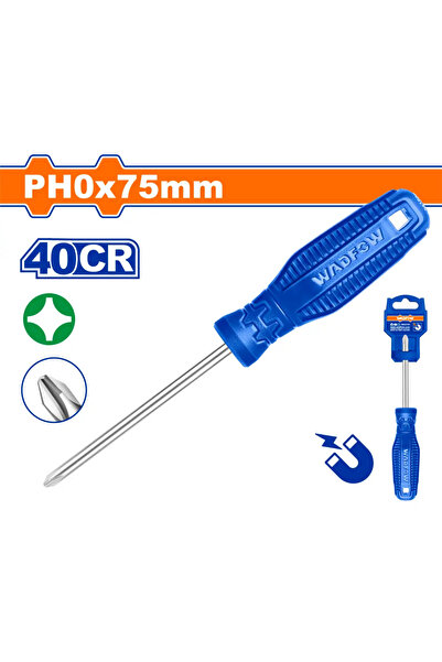 WADFOW مفك يد أزرق مربع PH0 × 75مم – WSD4203