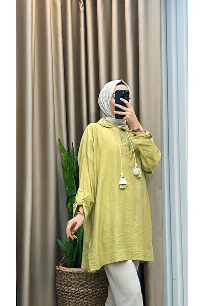 MERVE TESETTÜR Туніка оверсайз з капюшоном і ґудзиками спереду