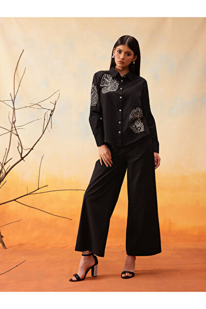 INDO STREET By Styli قميص وبنطال أسودان مزينان بالترتر