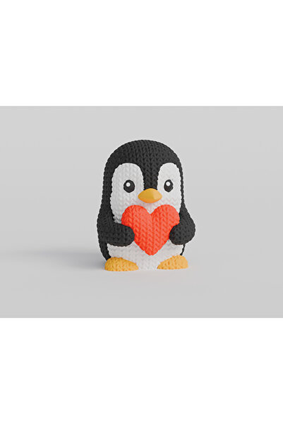 3DONE MODELS Figurină 3D croșetată cu pinguin de Ziua Îndrăgostiților – Model...
