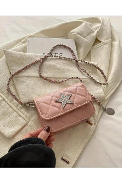 kataloq Kadın Yıldız Detaylı Pembe Kol Çanta