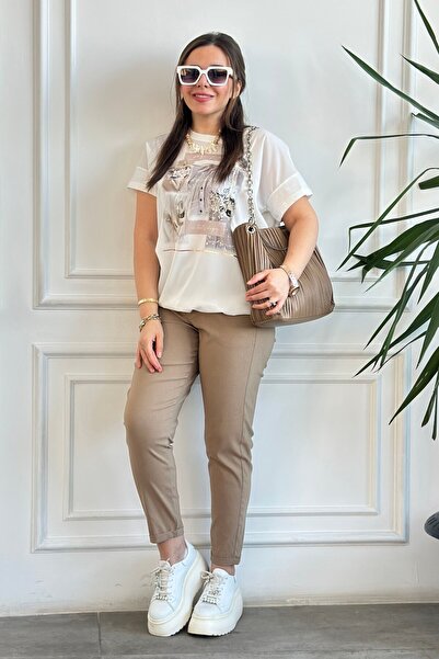 Yağmur Butik Παντελόνι με διπλό τελείωμα και ελαστική μέση