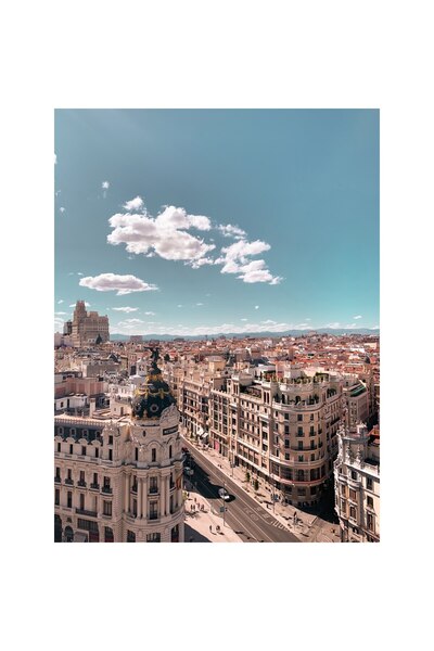 OEM Pictură pe pânză, Arhitectură peisagistică urbană Madrid Spania, 30 x 40 cm