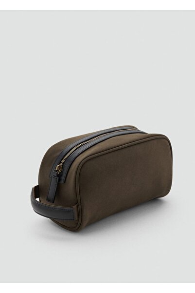 MANGO Man Fermuarlı deri kozmetik çantası