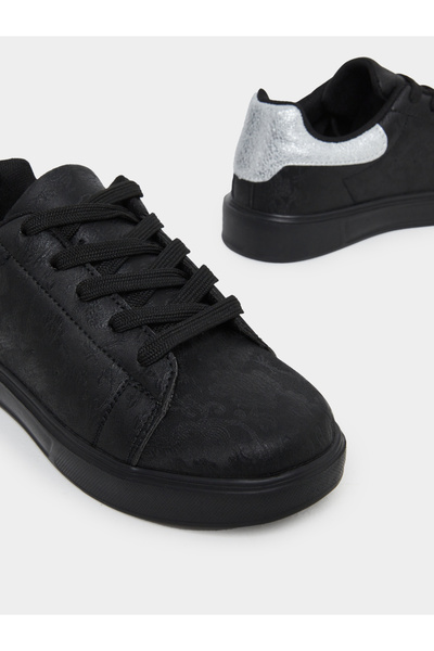 Styli Black Floral Print Sneakers