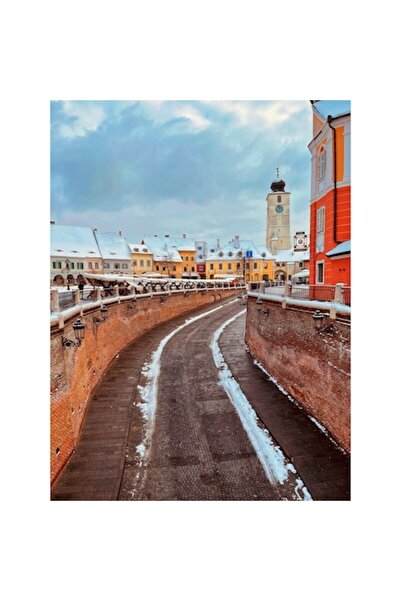 OEM Tablou Canvas, Arhitectura Peisaj urban strada Sibiu Romania, 50 x 75 cm