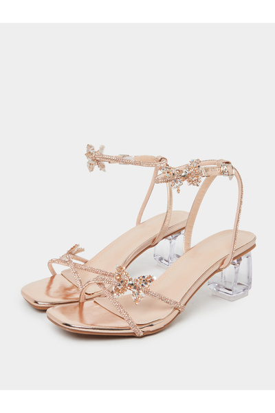 Take Two By Styli Embellished Butterfly Cross Strap Block Heel Sandals