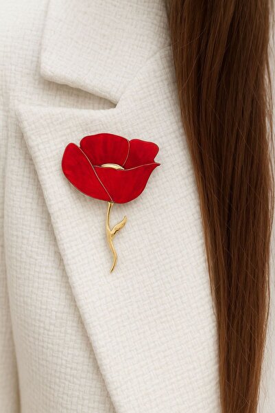 BY YASİN TOPÇU Kırmızı Gelincik Broşu