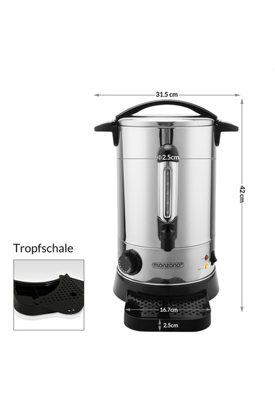 monzana Επαγγελματικός βραστήρας κρασιού με θερμοστάτη, 950 W, 6,8 L, Θερμοκρασία έως 110°C, Ασημί