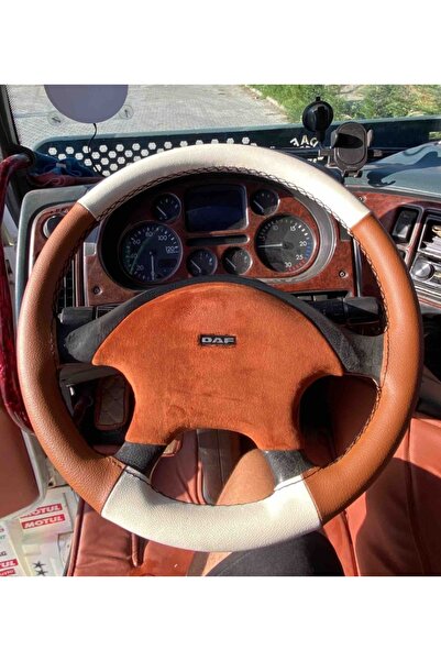 HASBAY DİKİŞLİ DİREKSİYON KILIFI TABA DERİ KREM DERİ SİYAH DİKİŞLİ TIR KAMYON...