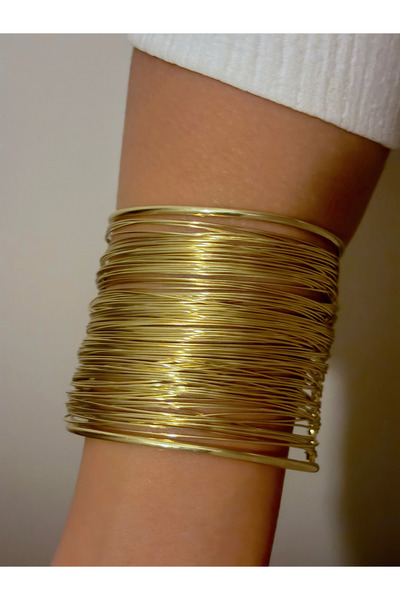 sheyajewellery Kadın Gold Renk Sarmal Kalın Kelepçe Bileklik