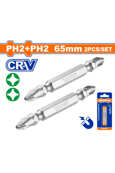 WADFOW طقم رؤوس دريل PH2×PH2 مربع ثقيل 65 مم – WSV0K12