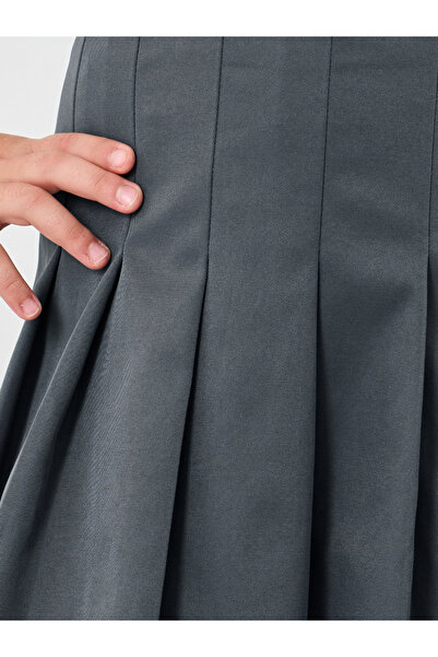 Styli Girls Grey Pleated Flared Skirt