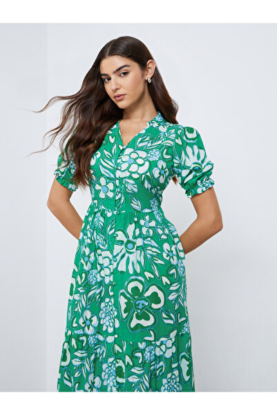 Styli فستان ماكسي أسود مطرز بأشرطة