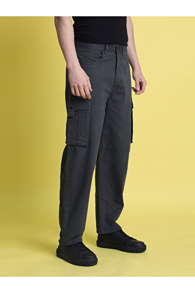 Bene Kleed By Styli Men Grey Baggy Fit Cargo Trousers