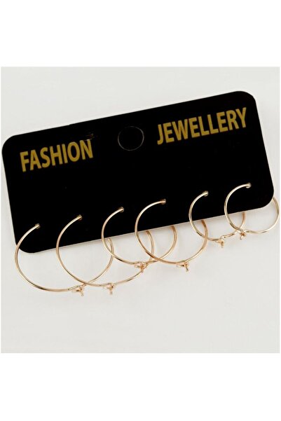 Evalia Takı Women's Gold 6-Piece Hoop Earring Set