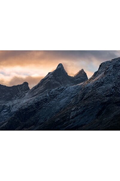 OEM Pictură pe pânză, Peisaj cu munți și nori la apus, 100x70 cm