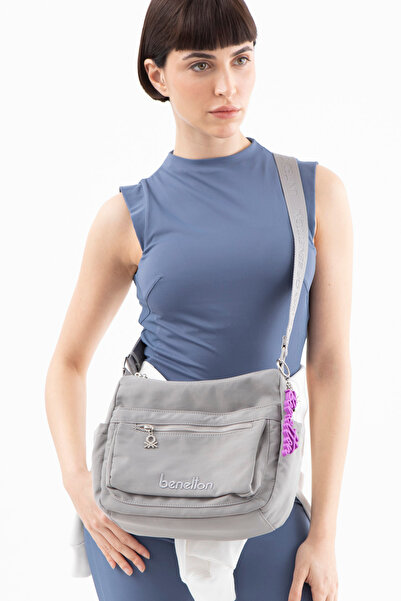United Colors of Benetton بينيتون حقيبة كروس نسائية باللون الرمادي BNT1487