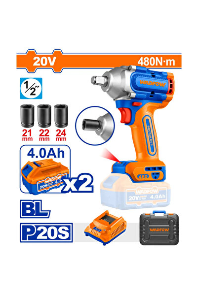 WADFOW دريل شد كفرات بطارية 20 فولت 480 نيوتن.متر – WCD1B483 (المنتج يشمل بطاريتين والشاحن)