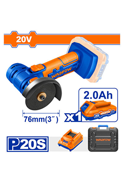 WADFOW 3" (75mm) 20V Battery Angle Grinder - WLAP573 (Product includes charger and one battery.)