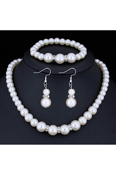 Chic Charms Cam inci boncuk şık gece kolye sallanan küpe ve esner bileklik