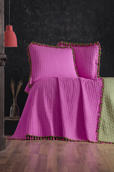 King Cotton Püskül Detaylı Çift Kişilik Yatak Örtüsü (Çift Taraflı)