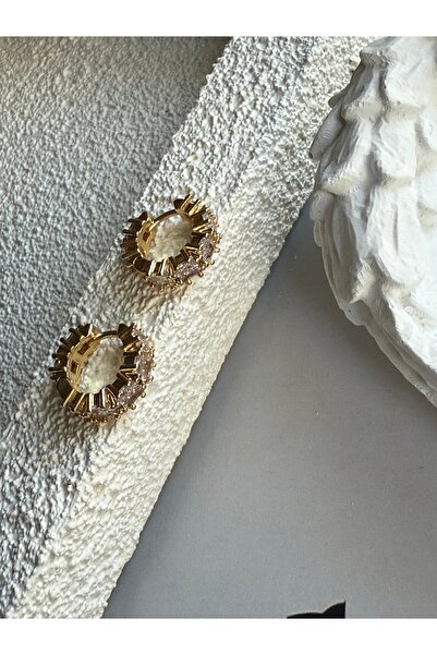 Rossetto Atelier Gold Baget Taşlı Mini Halka Küpe