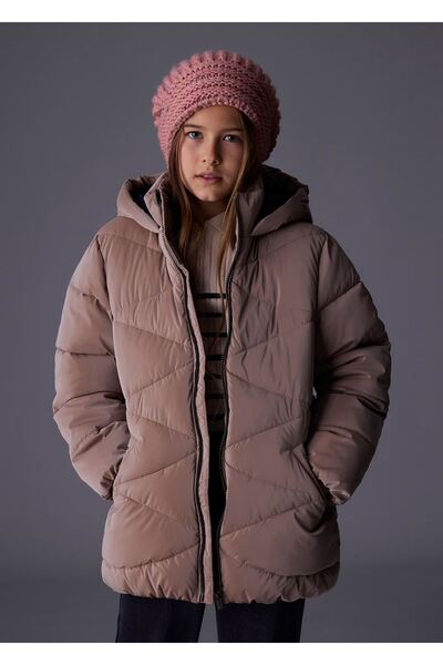 MAYORAL Girl's Padded Soft Texture Long Thick Winter Coat 7436 Brown