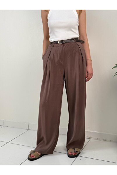 Noe Collection Kahverengi Yüksek Bel Palazzo Pantolon