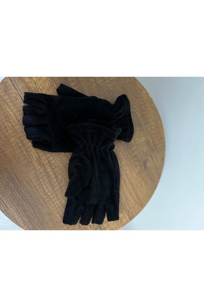 Butik Erkek Siyah polar kışlık parmaksız eldiven (standart)