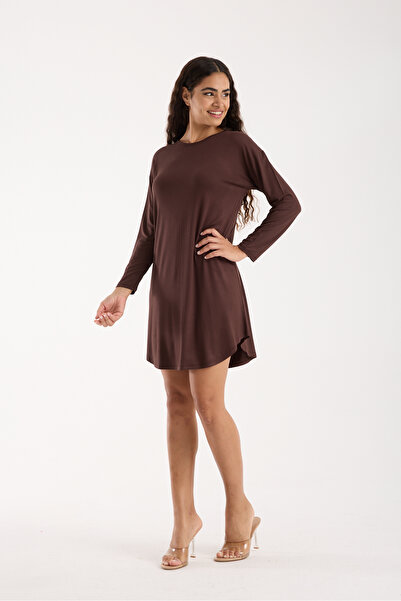 MODA VUSLAT Women's Brown Long Sleeve Tunic