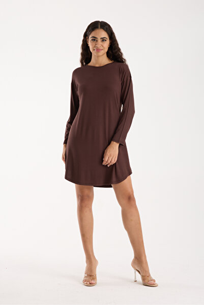 MODA VUSLAT Women's Brown Long Sleeve Tunic