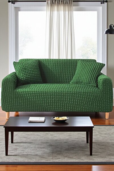 BBY HOME & DESIGN Sofa Cover, Sofa Bed Cover, Wrapped, 3 Seater, Stain Resistant, Flexible, Elastic, Lycra, Green Color