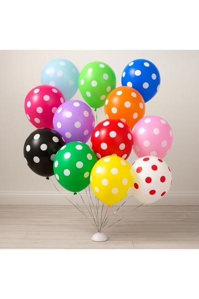 Balonsan Mixed Color Polka Dot Balloons 25 Pack