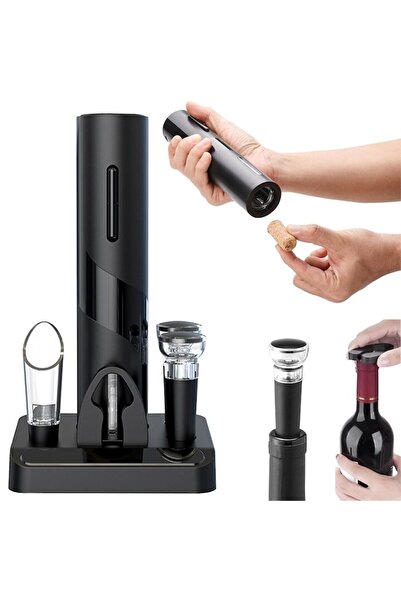 WTO Set 5 Accessories for Wine, WTO®, Electric Corkscrew, Vacuum Stopper, Aerator, Foil Cutter, Elegant