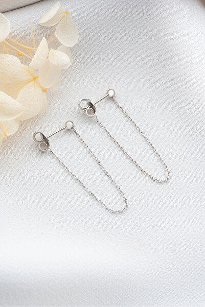 SAKLI TAKI 925 Ayar Gümüş Zincir Küpe