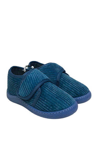 KU&PA SHOES PAS ÇİZGİLİ KADİFE SICAK ASTARLI ÇOCUK PANDUF INDIGO - 1007 - 26