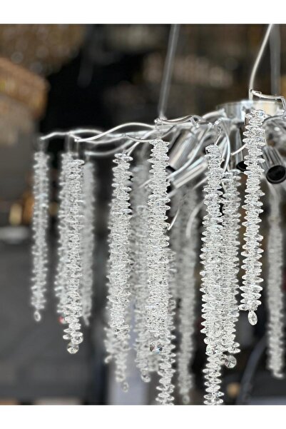 Avize A++ 60 CM Gümüş Kaplamalı Modern Tasarım Salon Kristal Sarkıt