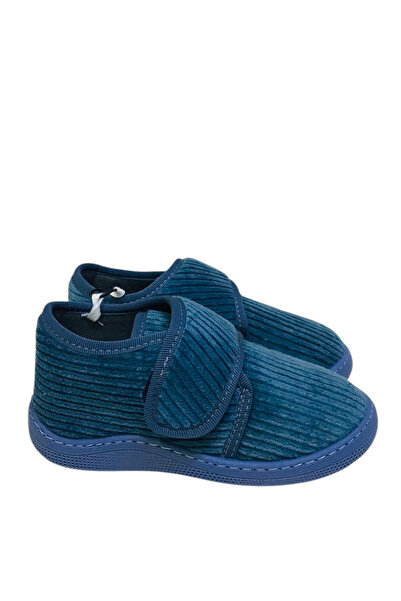 KU&PA SHOES PAS ÇİZGİLİ KADİFE SICAK ASTARLI ÇOCUK PANDUF INDIGO - 1007 - 26