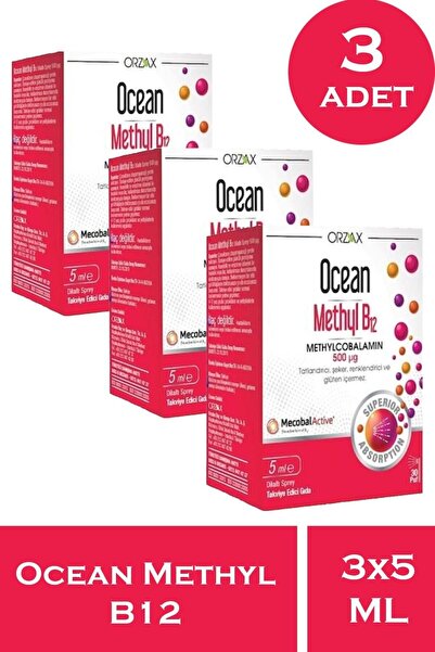 Orzax Ocean Methyl B12 Sprey 500 mcg 5 ml 3 Adet