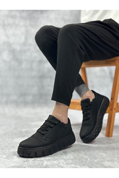 BOA BA0666 BOA Pantofi casual pentru bărbați cu talpă înaltă neagră